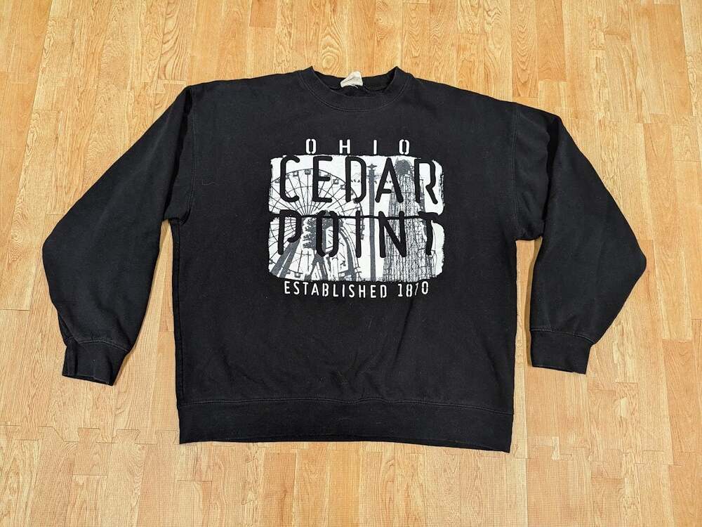 Cedar Point Graphic Pullover Sweatshirt Black Men’s Size XL